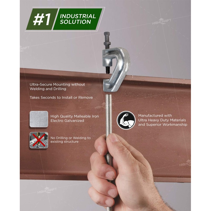 Highcraft DMQV-H38-10 Heavy Duty Industrial Purlin Beam Clamp for 3/8''