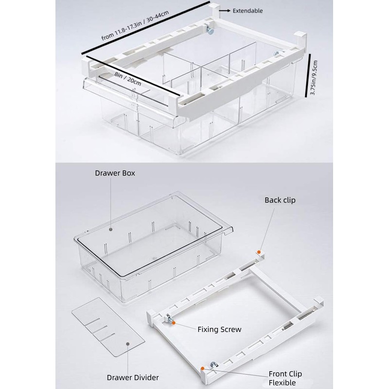 YekouMax Fridge Drawer Organizer, Refrigerator Organizer Bins, Pull Out with