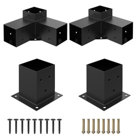 JEXALINE Heavy Alloy Steel Pergola Kit with 3-Way Brackets for 4"x 4" (Actual 3.6" X 3.6") Lumber，DIY Pergola Brackets Suitable for Pergolas，Gardens，and Metal Gazebo Kits - Includes Screws