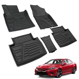 [Clearance] TPE Floor Mat for Toyota Camry 2018-2024(FWD ONLY, Not for Hybrid), All-Weather 4 Pieces Rubber Car Liners for 8th Gen Camry L/LE/SE/XLE/XSE/TRD, 1st & 2nd Row 5pc Set Floor Liners, Black