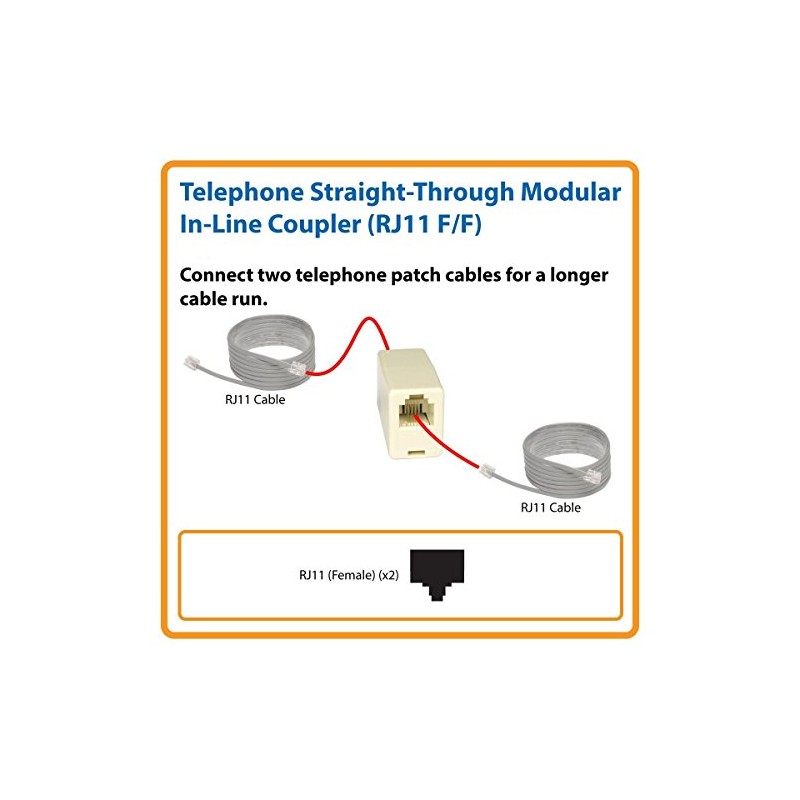 iMBAPrice RJ11 6P4C Straight Telephone Inline Coupler (15 Pack)
