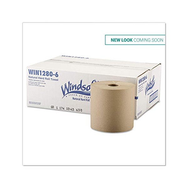WIN12806 - Nonperforated Roll Towels, 8quot; X 800ft, Brown