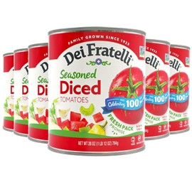 Dei Fratelli Seasoned Diced Tomatoes (28 oz. Cans, 6 pack) - Vine-Ripened – Non GMO, Gluten-Free
