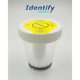 Identify Health Vacuum Urine Specimen Cups with Temperature Strip | 25 Pack | Individually Wrapped Urine Collection 120 ML, Sterile, Graduation Scale (25)