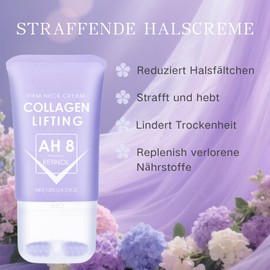 AH-8 Firming Neck Cream - Firming Lifting Neck Cream with Roller - Neck and Décolleté Cream with Collagen & Retinol - Firming Neck Cream, Reduces Wrinkles and Saggy Skin, Deep Moisture