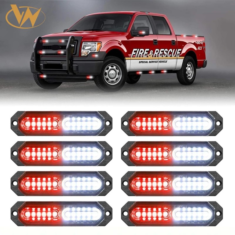 Emergency Strobe Grille Lights 8pcs 12 LED Sync Feature Ultra