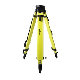 Fiberglass Surveying Tripod, Heavy Duty Green Fiberglass and Wood Tripod with Dual Clamp and Copper Center Screw for Robotic Total Stations and Theodolite (Round Head-A)