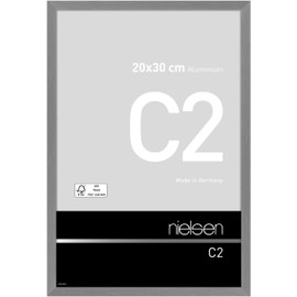 nielsen Bilderrahmen, 20 x 30 cm, Aluminium, Grau matt, Fotorahmen zum Auftstellen und Aufhängen im Hoch- & Querformat, Echtglas, C2