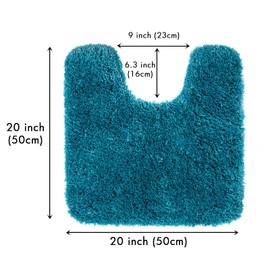 MIULEE MIULEE Microfiber Toilet Bath Mat U-Shaped Contour Shaggy Bathroom Rugs Non Slip Extra Thick Soft Bath Rug Absorbent Water for Bathroom Commode Machine Washable(20x20 Inch, Teal)