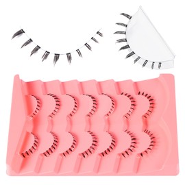 outopen 7 Pairs Bottom Lashes Clear Band Wispy Natural Look Lashes Japanese Manga Style Spiky Anime Lower Lashes Dramatic DIY Cosplay Bottom Eyelashes Reusable (A02)