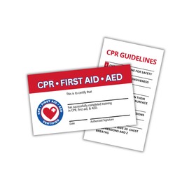 Lashicorn CPR and First Aid AED Certification Cards | 30 pk 2x3.5” Wallet Sized Business Paper Quick Reference Guide Fill Out Name Training Certificate