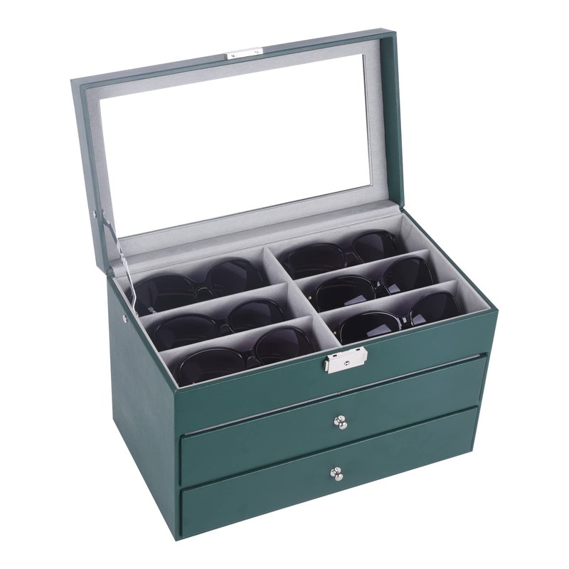 AUTOARK Leather 18 Piece Eyeglasses Storage and Sunglass Glasses Display