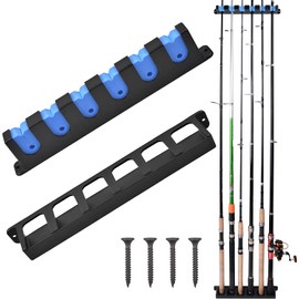 Fishing Rod Holder, 6-Rod Wall Mounted Fishing Pole Holder Horizontal Vertical Fishing Pole Storage Fishing Pole Organizer for Garage Boat in Vehicle Travel