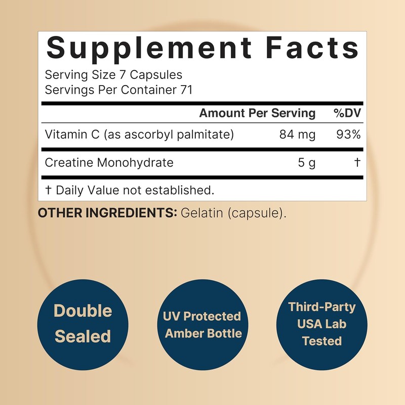 NatureBell Creatine Monohydrate Capsules 5,000mg Per Serving, 500 Count |