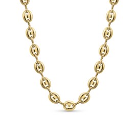 Yellow Gold Plated Nautical Anchor Link Puff Mariner Chain Choker Necklace For Women 6MM Wide 15Inch
