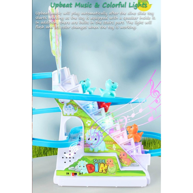Miracland Dinosaur Electric Stair Climbing Toy, Dino Track Sliding Toy