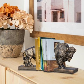 Bellotto Set of 2 Polyresin Buffalo Bookend,Art bookend, Homedecor for Kids, Office Decor (Copper), FZ21004-C