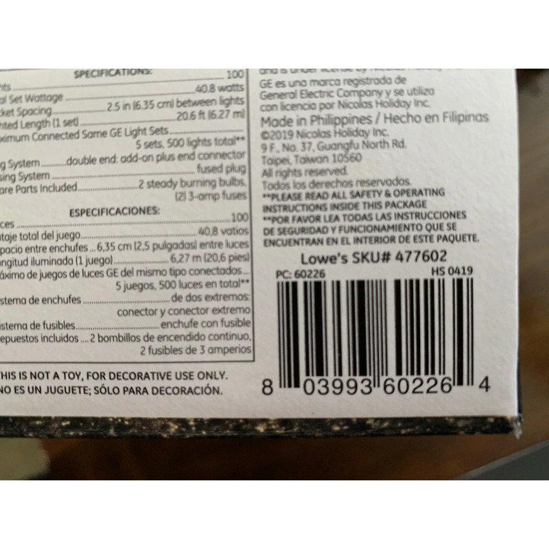 GE 100 Mini String Clear Lights WHITE Wire Patio Wedding