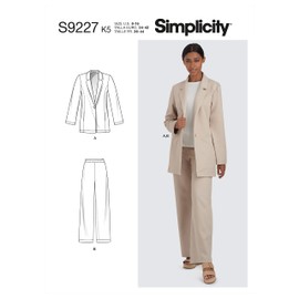 Simplicity SS9227Y5 Misses' Unlined Jacket and Pull-On Pants Sewing Pattern Kit, Design Code S9227, Sizes 18-26