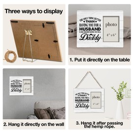 Oqtumes Husband Gift Picture Frame Husband Daddy Gift From Wife, Rustic Husband Wood Picture Frame 8 x 10 Inches, Wall Mount and Tabletop - 4 x 6 Inch Photo