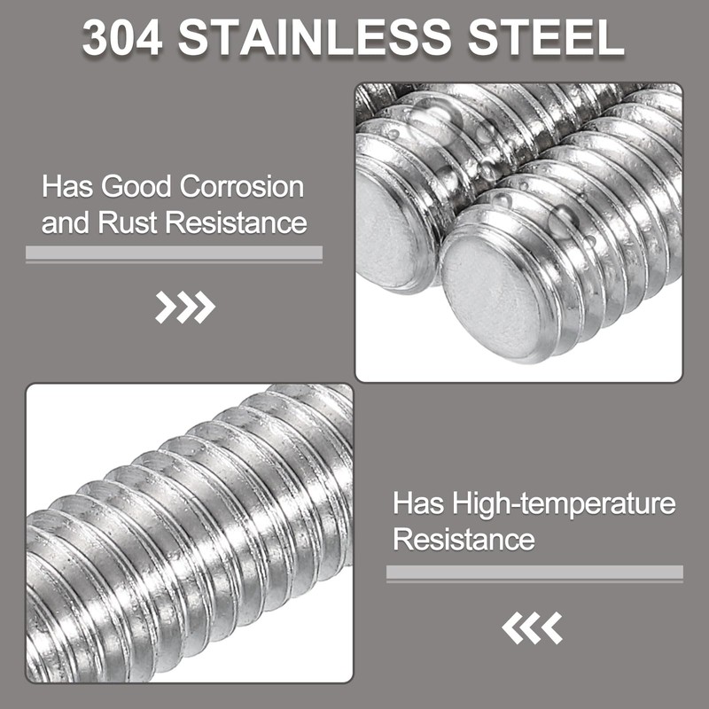 sourcing map 5/16"-18 Fully All Threaded Rod, 2 Pcs 304