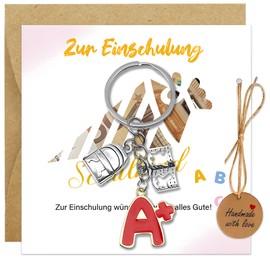 Znnhnn Key Fob School Child, School Gift A+ Key Ring, Money Gift, Enrolment, Sweet First Day of School Gift for Boys and Girls as School Cone Filling, Lucky Charm First Day at School