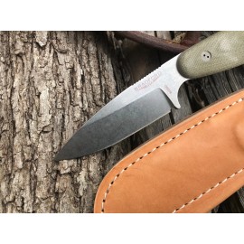 Bradford Guardian 3.5 Knife Sabre Stonewash M390 Blade OD Green Micarta Handles