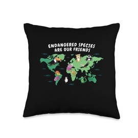 Animal Atlas Endangered Species World Map Children Throw Pillow