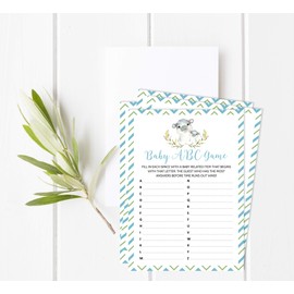 Inkdotpot Baby Shower Game Set Of 50 Baby Alphabet ABC Game Hippo Jungle Animals Party Supplies