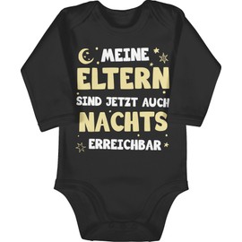 Shirtracer - Statement sayings baby - My parents are now also available at night - baby bodysuit long-sleeved, 3 Black, 3-6 Monate