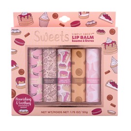 5pc Sweets Lip Balm Set – Nourishing & Soothing Retractable Lip Balms, Fun Flavored Tinted Lip Balms with Twist-Up Design
