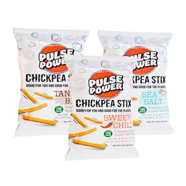 Pulse Power Chickpea Stix - Crunchy Snacks, High Protein, Gluten Free, Non-GMO, Vegan (3 pack, 3 oz) (Variety Pack)