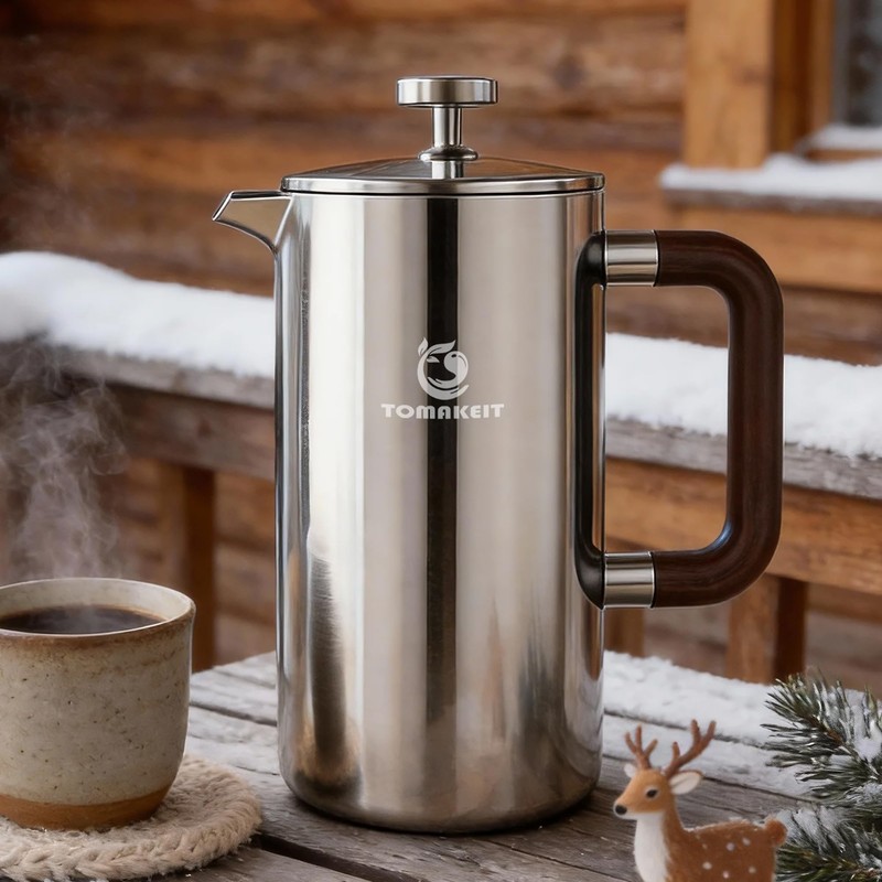 TOMAKEIT 1L/34 Oz French Press Coffee Maker,304 Stainless Steel Coffee