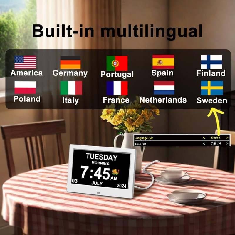 TIMEMOON Alarm Clock with Day and Date for Elderly Digital