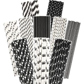 qiqee 150pcs Black Paper Straws for Drinking Disposable Straws Disposable Straws Bulk(10 Color)