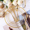 bUCLA 300Pcs Clear Gold Plastic Disposable Dinnerware Set - Clear