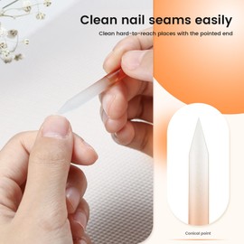 BEZOX 2 Pieces Glass Cuticle Pusher - Double Ended Manicure Sticks - Premium Glass Manicure Tools - Fingertip File for Callus and Dry Skin, Nail Shaper