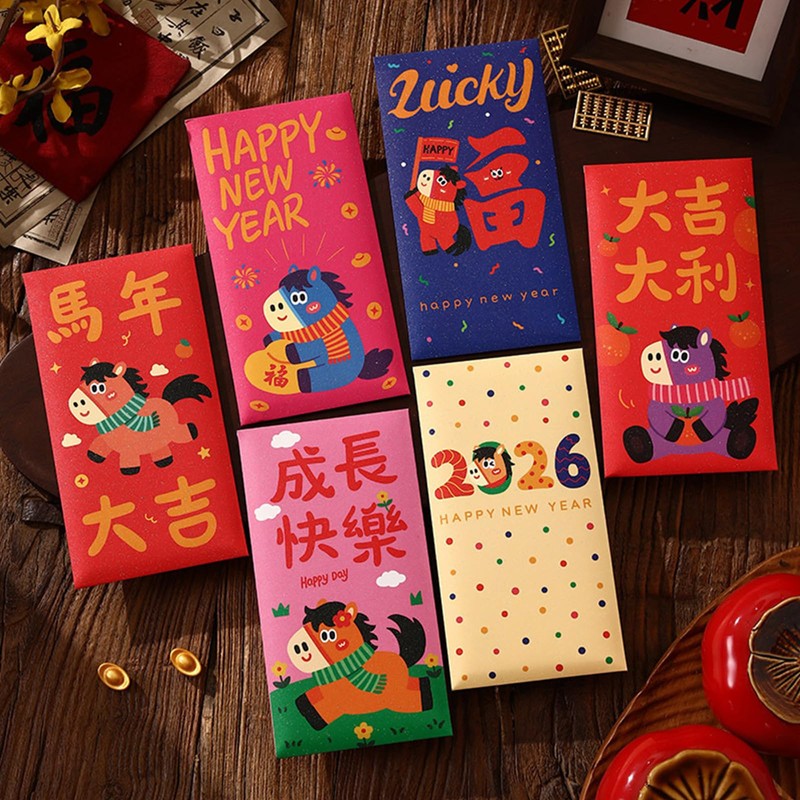 Red Envelopes Chinese New Year, 6 Patterns 36 Pcs Lunar
