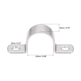 sourcing map 25mm(1") Rigid Pipe Strap, 2 Holes Tube Straps 304 Stainless Steel Tension Tube Clamp 4pcs