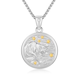 REDSUN Taurus Zodiac Sign Necklace 925 Sterling Silver 12 Constellation Chain Zodiac Sign Pendant Astrology Horoscope Pendant Zodiac Sign Necklace for Men Women (Silver)