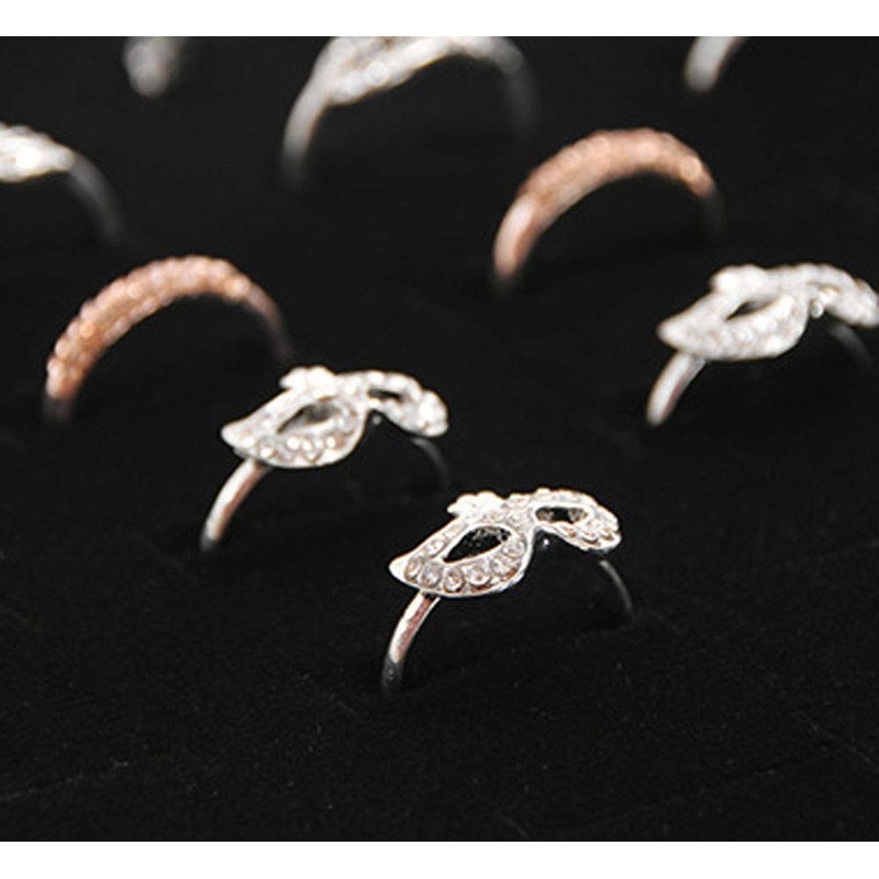 Homeanda Velvet L-Shaped 50 Slots Ring Earring Jewelry Display Tray