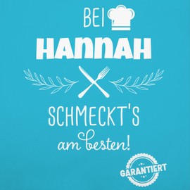 Geschenk mit Namen personalisiert by Shirtracer - Children's Apron Children Boys Girls - Cooking Apron - Bei Name schmeckts am besten I Gift Cooking Grandma I Mama I Grandpa I Papa, 2 turquoise