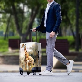 Uskorhein Vivid Wild Giraffe Luggage Cover Travel Suitcase Giraffe Watercolor Painting Protective Cover Protector Baggage Fashion Spandex Protective Cover 18-32 Inch