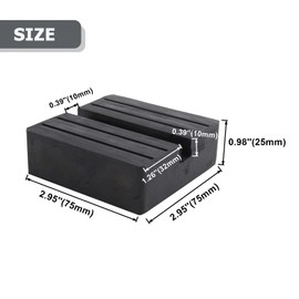 Toolly Almohadilla cuadrada de goma, bloque de soporte adaptador de riel antideslizante con ranura, resistente para elevación de coche, rodamiento de carga de 4 toneladas, paquete de 4