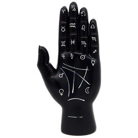 mtb more energy Decorative Figure "Hand of Zodiac" - Black Fortune Teller Hand Statue with Zodiac Symbols - Height 16 cm - Decoration Zodiac Hand Reading
