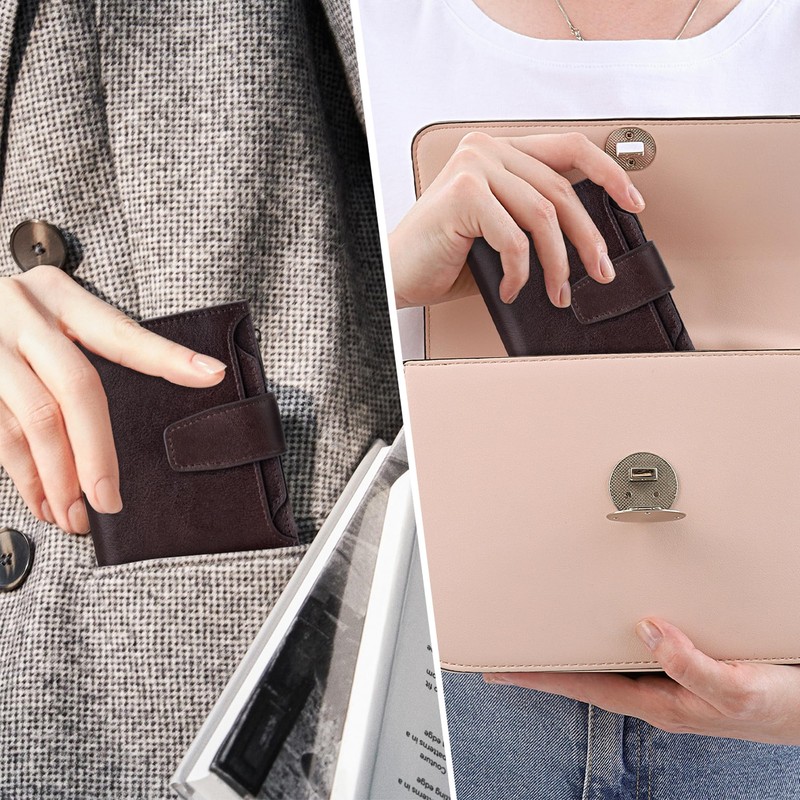 Airkit Small Wallet Women RFID Blocking Genuine Leather Bifold Compact