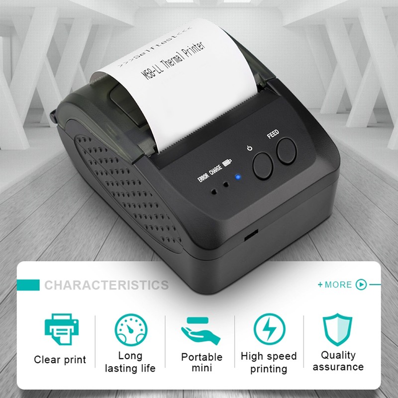 58mm Thermal Printer BT4.0 90mm/s 203DPI USB Interface Toothed Blade