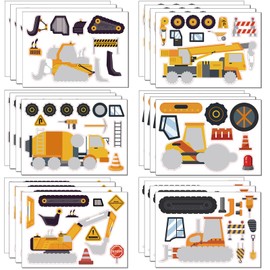 Pack of 24 Construction Truck Stickers for Boys Birthday Party Favours Construction Theme Goodie Bag Stuffer Children Exchange Gifts