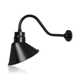 12in. Satin Black Angle Shade Gooseneck Sign Light Fixture with 22in. Long Extension Arm - Wall Sconce Farmhouse, Vintage, Antique Style - UL Listed - 9W 900lm A19 LED Bulb (5000K Cool White)
