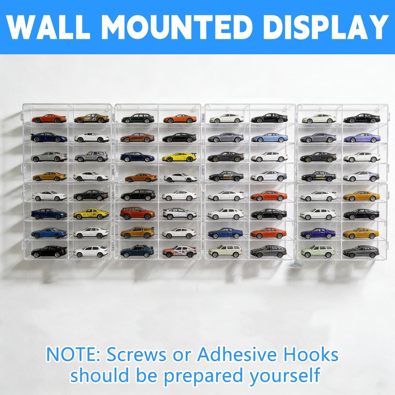for 64 Slot 1/64 Scale Matchbox Wheels Toy Car Display